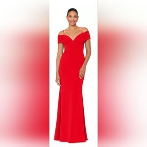 Betsy & Adam Corset Off-The-Shoulder Gown NWT Size 12 Red